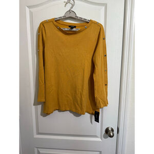 Women's Alfani Gold Crew Neck Sweater with Silver Studs, Size M